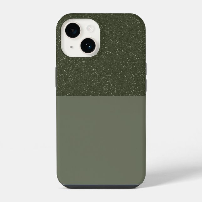Customizable Two-Tone Moss Green iPhone 14 Case (Back)