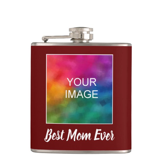 Customizable Typography Script Best Mom Ever Flask (Front)