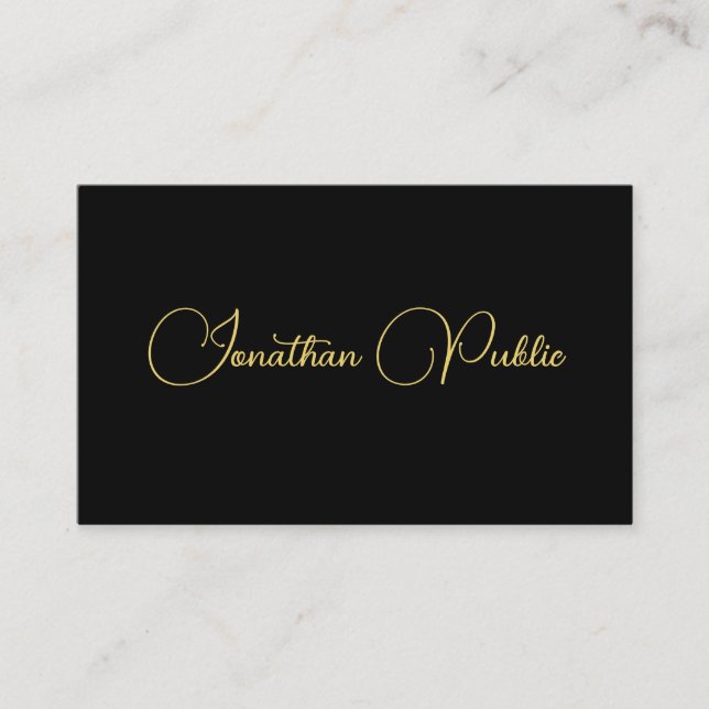 Customizable Typography Script Black Template Business Card (Front)