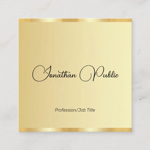 Customizable Typography Script Template Faux Gold Square Business Card