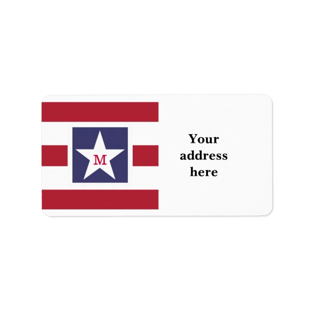 Customizable U.S.A. Flag Monogram Label (Front)