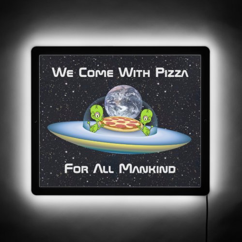 Customizable UFO Pizza Delivery LED Sign