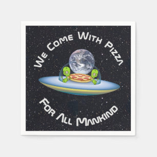 Customizable UFO Pizza Delivery Napkins