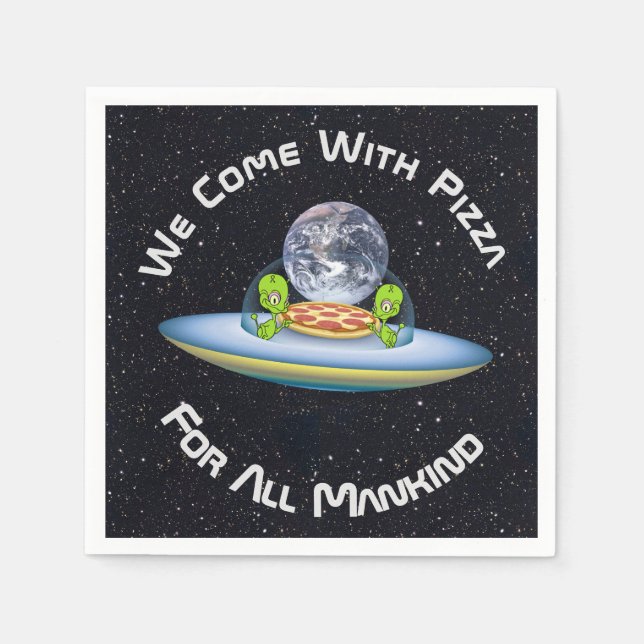 Customizable UFO Pizza Delivery Napkins (Front)