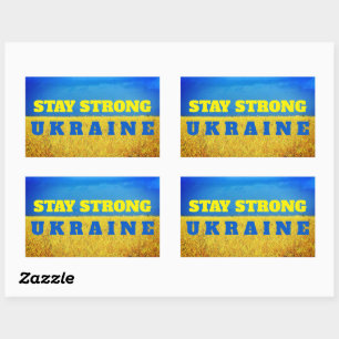 Customizable Ukraine blue sky yellow wheat field Rectangular Sticker