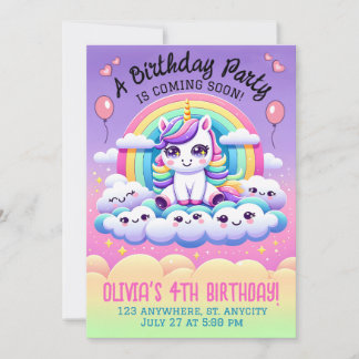Customizable Unicorn Birthday Party Invitation