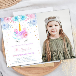 Customizable Unicorn Party Invitations for Kids