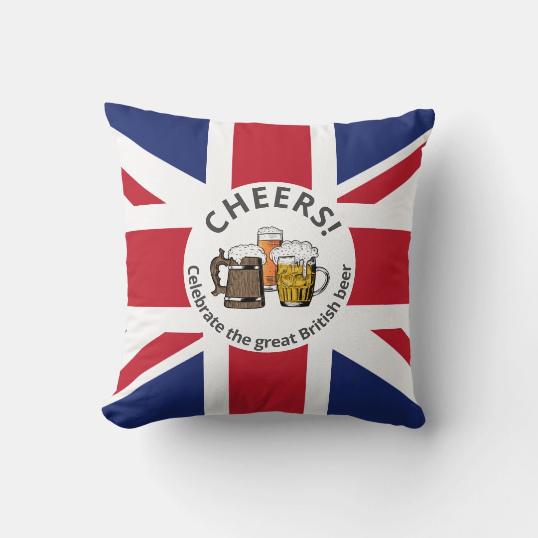 Customizable UNION JACK Beers Throw Pillow Zazzle