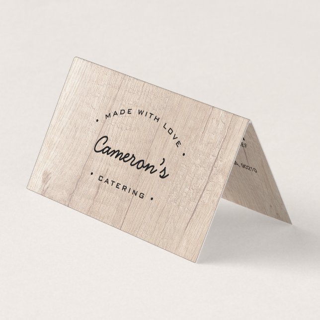 Customizable Unique Wood Grain Catering  Business Card (Front)