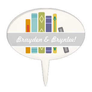 Customizable Unisex Book-Themed Cake Topper