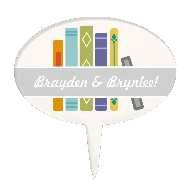 Customizable Unisex Book-Themed Cake Topper (Front)