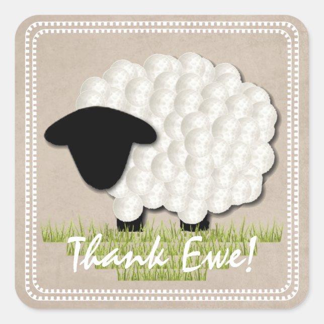 Customizable Unisex Little Lamb Thank You Stickers (Front)