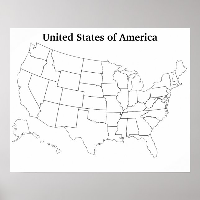 Customizable United States Blank Outline Map Poster (Front)