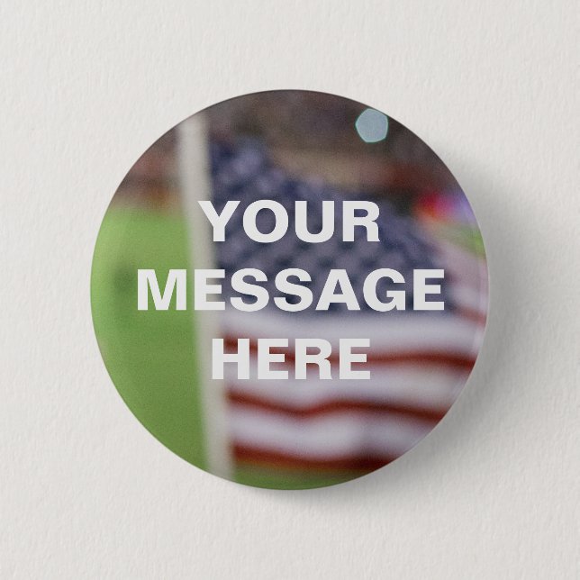 Customizable US Flag Background Template Pinback Button (Front)