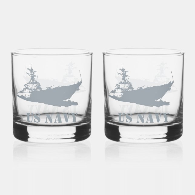 Customizable US NAVY Whiskey Glass (Front)