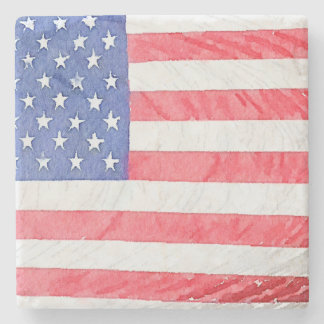 Customizable USA American Flag Marble Coaster Set