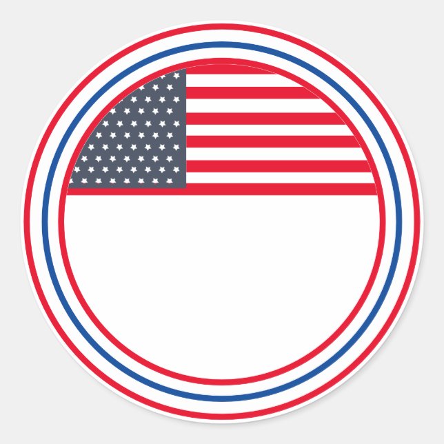 Customizable USA Flag 4th of July Classic Round Sticker (Front)