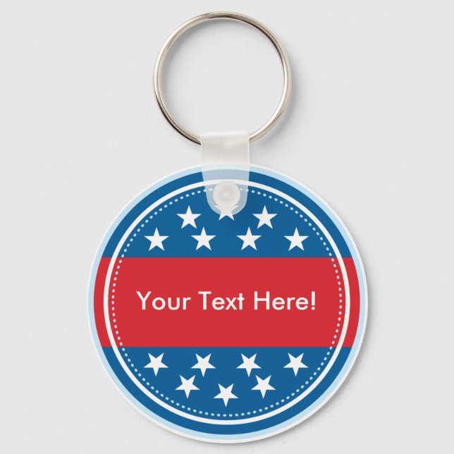 Customizable USA Flag Seal - Blue Keychain (Front)