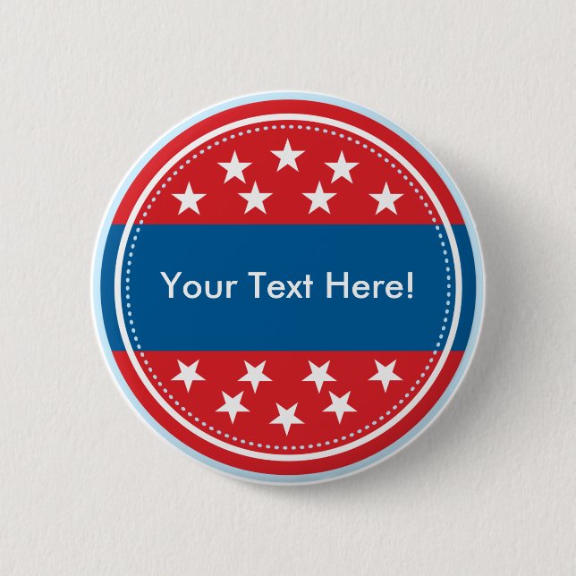 Customizable USA Flag Seal - Red Pinback Button (Front)