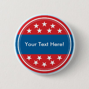 Customizable USA Flag Seal - Red Pinback Button