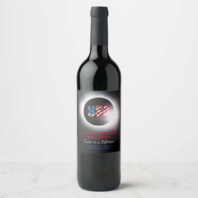 Customizable USA Total solar eclipse 2017 2024 Wine Label (Front)