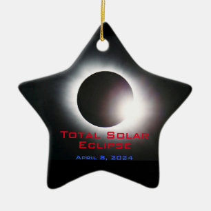 Customizable USA Total solar eclipse 2024 Ceramic Ornament
