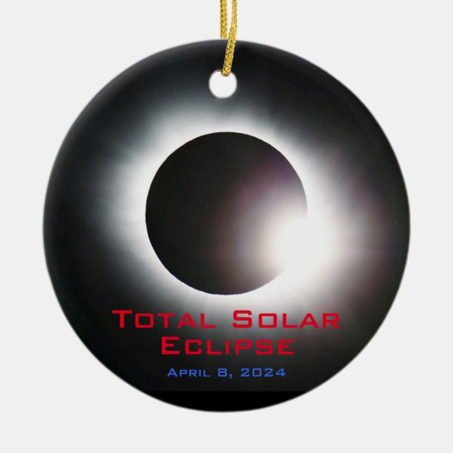 Customizable USA Total solar eclipse  2024 Ceramic Ornament (Front)