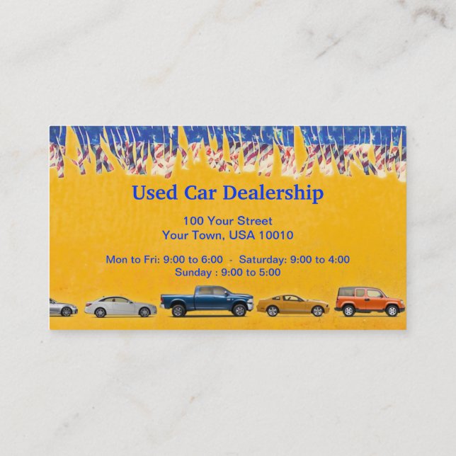 CUSTOMIZABLE Used Car Dealer Business Cards (Back)