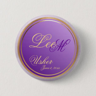 Customizable Usher Elegant Purple Keepsake Button