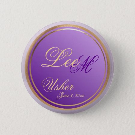 Customizable Usher Elegant Purple Keepsake Button