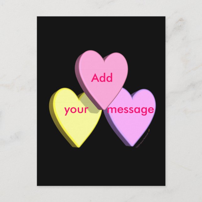 Customizable Valentine Candy Hearts Look Custom Holiday Postcard (Front)