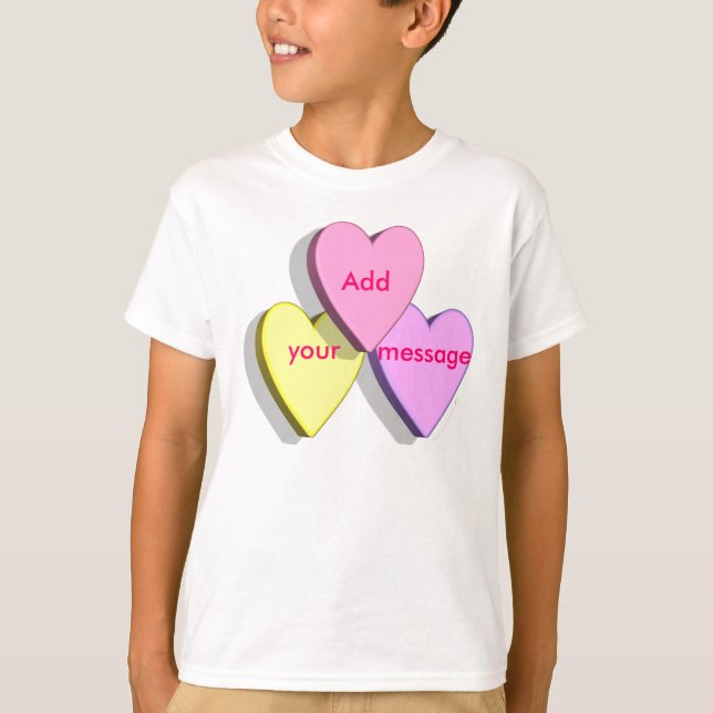 Customizable Valentine Candy Hearts Look Custom T-Shirt (Front)