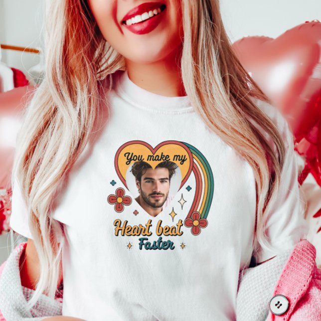 Customizable Valentine  Retro Heartbeat, Custom  T-Shirt (Creator Uploaded)