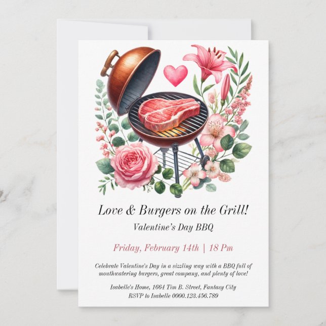 Customizable Valentine’s Day BBQ Invitation (Front)