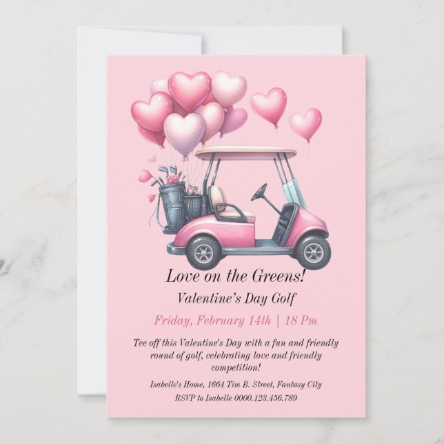 Customizable Valentine’s Day Golf invitation (Front)