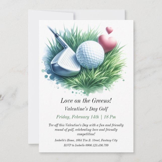 Customizable Valentine’s Day Golf invitation (Front)