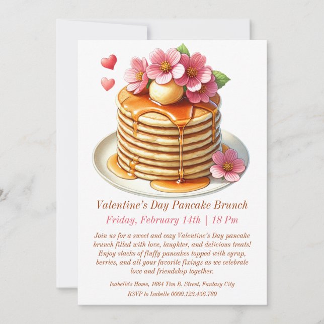 Customizable Valentine’s Day Pancake Brunch Invite (Front)