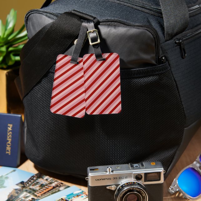 Customizable Valentine Stripes Luggage Tag (Front & Back)