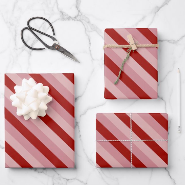 Customizable Valentine Stripes Wrapping Paper Sheets (Front)