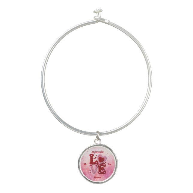 Customizable Valentine's day Bangle Bracelet (Front)