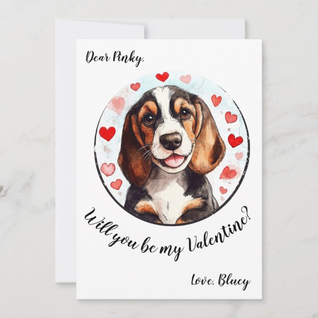 Customizable Valentine's Day card Beagle (Front)