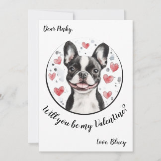 Customizable Valentine's Day card Boston Terrier