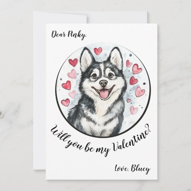 Customizable Valentine's Day card Husky (Front)