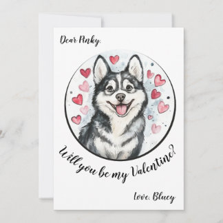 Customizable Valentine's Day card Husky