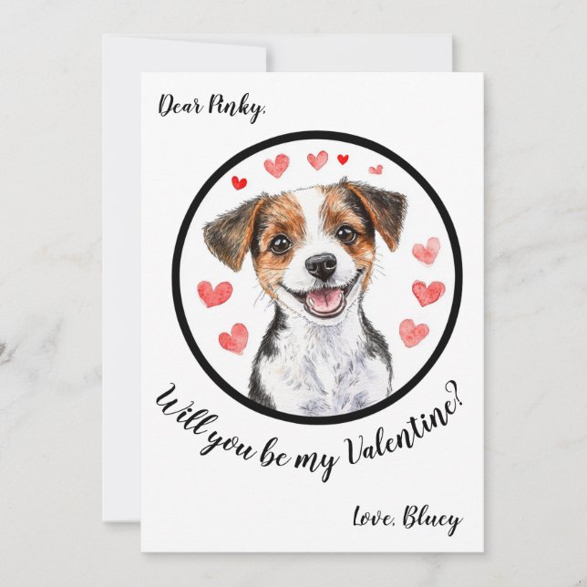 Customizable Valentine's Day card Jack Russel  (Front)