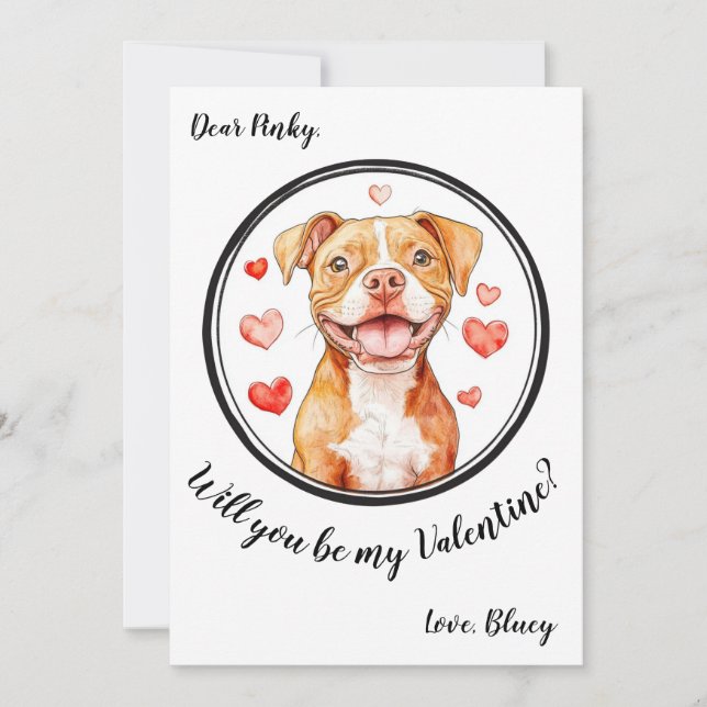 Customizable Valentine's Day card Pittbull (Front)