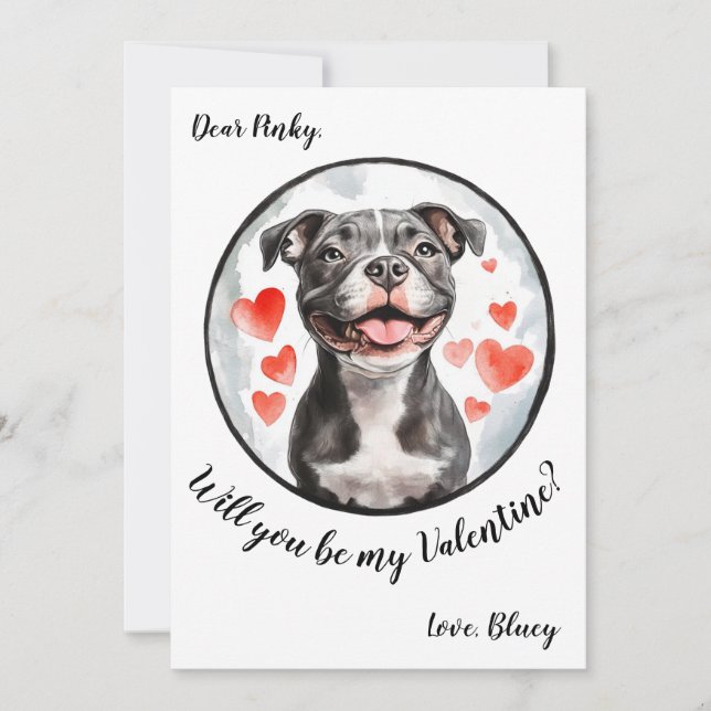 Customizable Valentine's Day card Pittbull (Front)