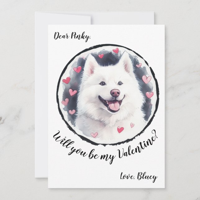 Customizable Valentine's Day card Samoyed (Front)