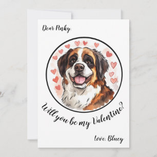 Customizable Valentine's Day card St Bernard
