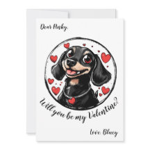 Customizable Valentine's Day card with Dachshund 
